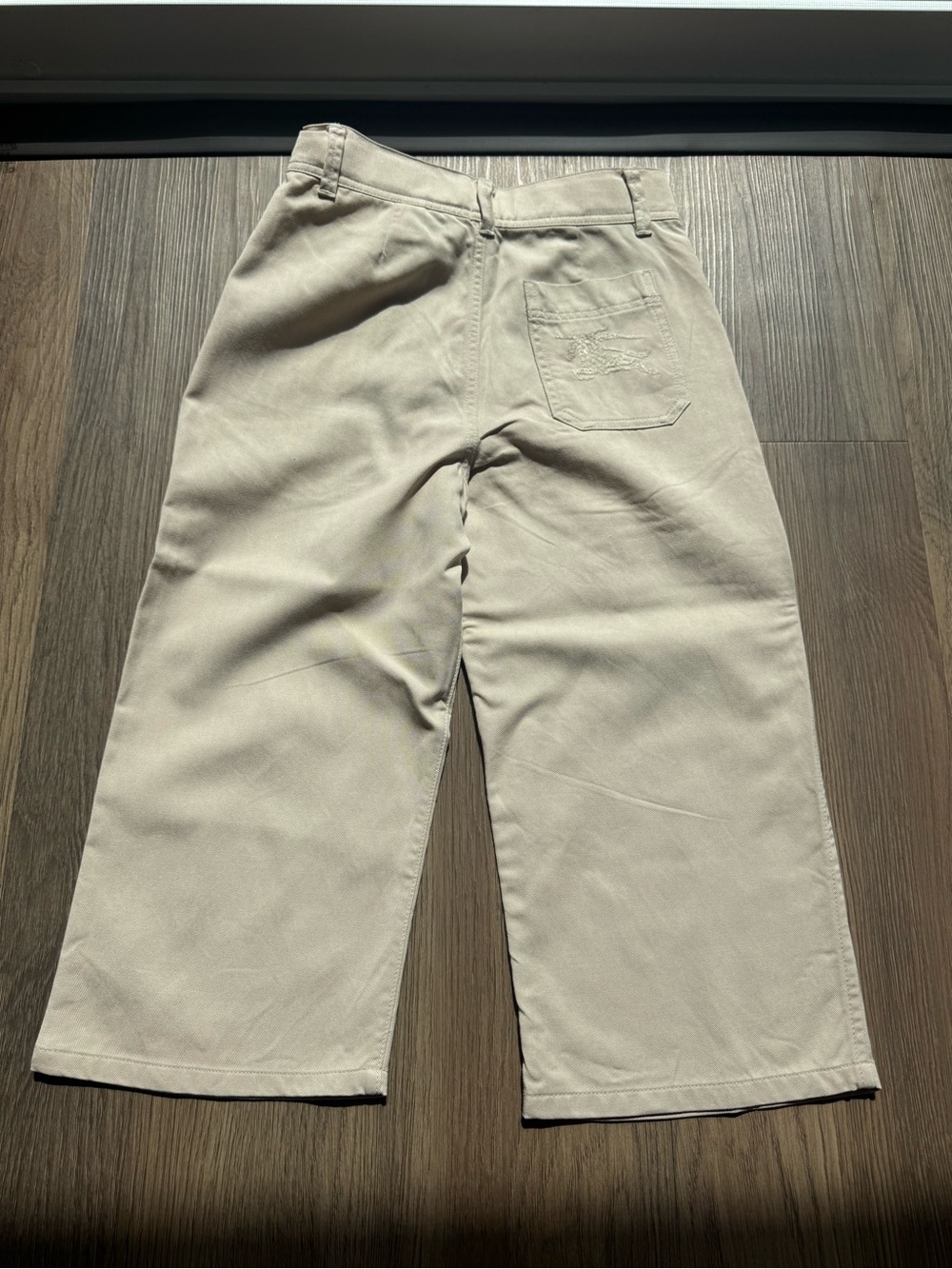 Boys Burberry Wide-Leg Chinos in Light Tan size 4Y